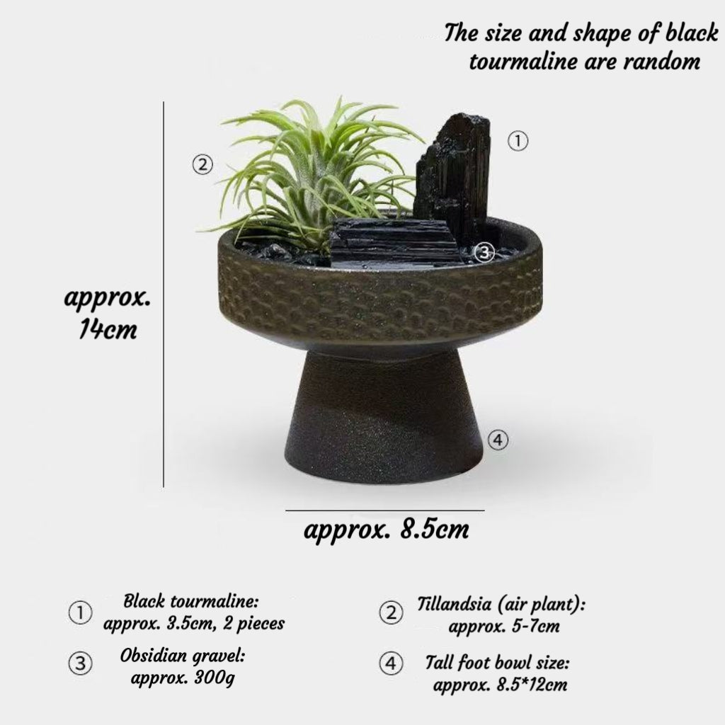 Crystal Air Plant Zen Desk Decor | Natural Raw Crystal Handcrafted Tillandsia Ornament