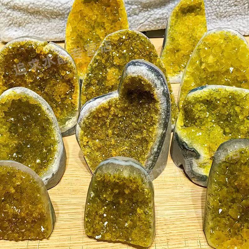 Natural Citrine Crystal Geode Cluster Raw Quartz Abundance Healing Home Decor