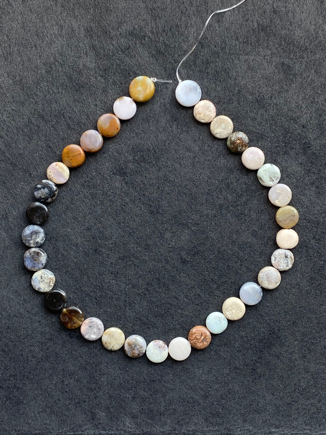 3 - Natural Mixed Multi-Color Flat Gemstone Loose Beads