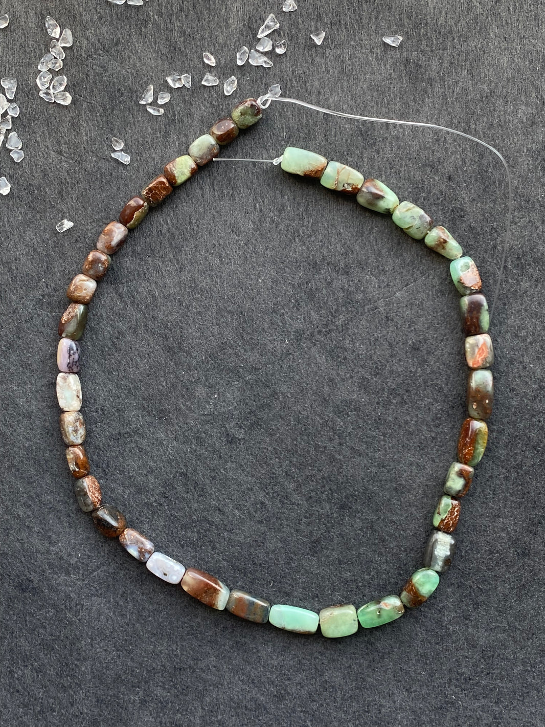 6 - Natural Green & Brown Irregular Loose Beads