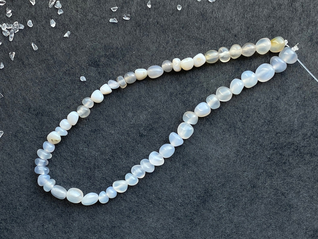10 - Natural Grey Translucent Oval Loose Beads