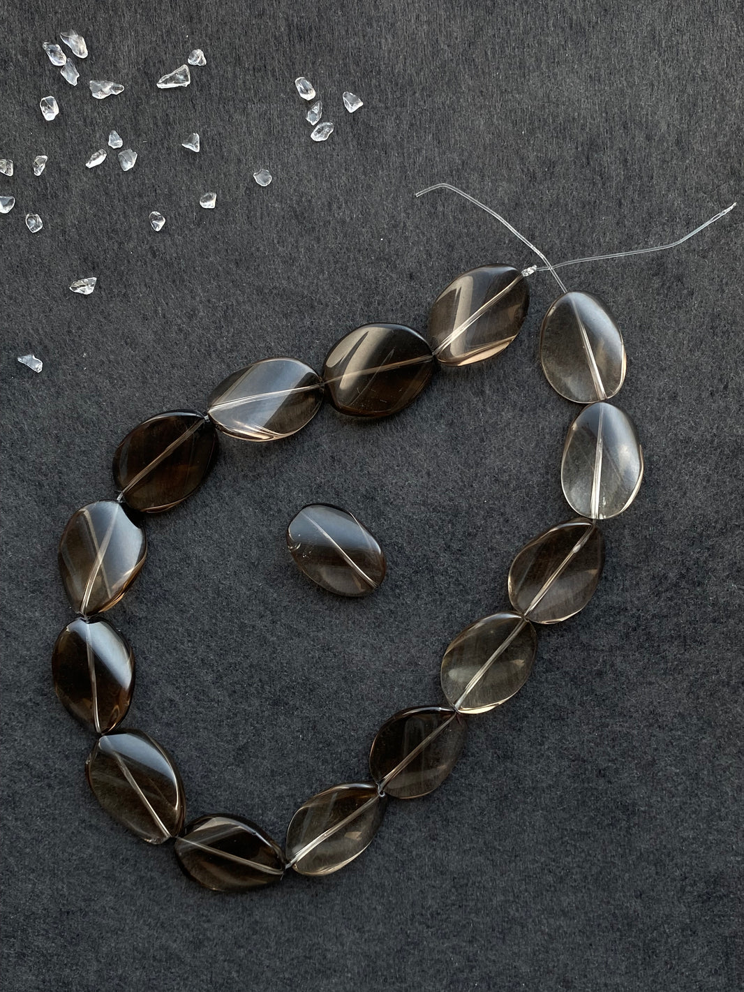 13 - Natural Smoky Quartz Twisted Oval Loose Beads
