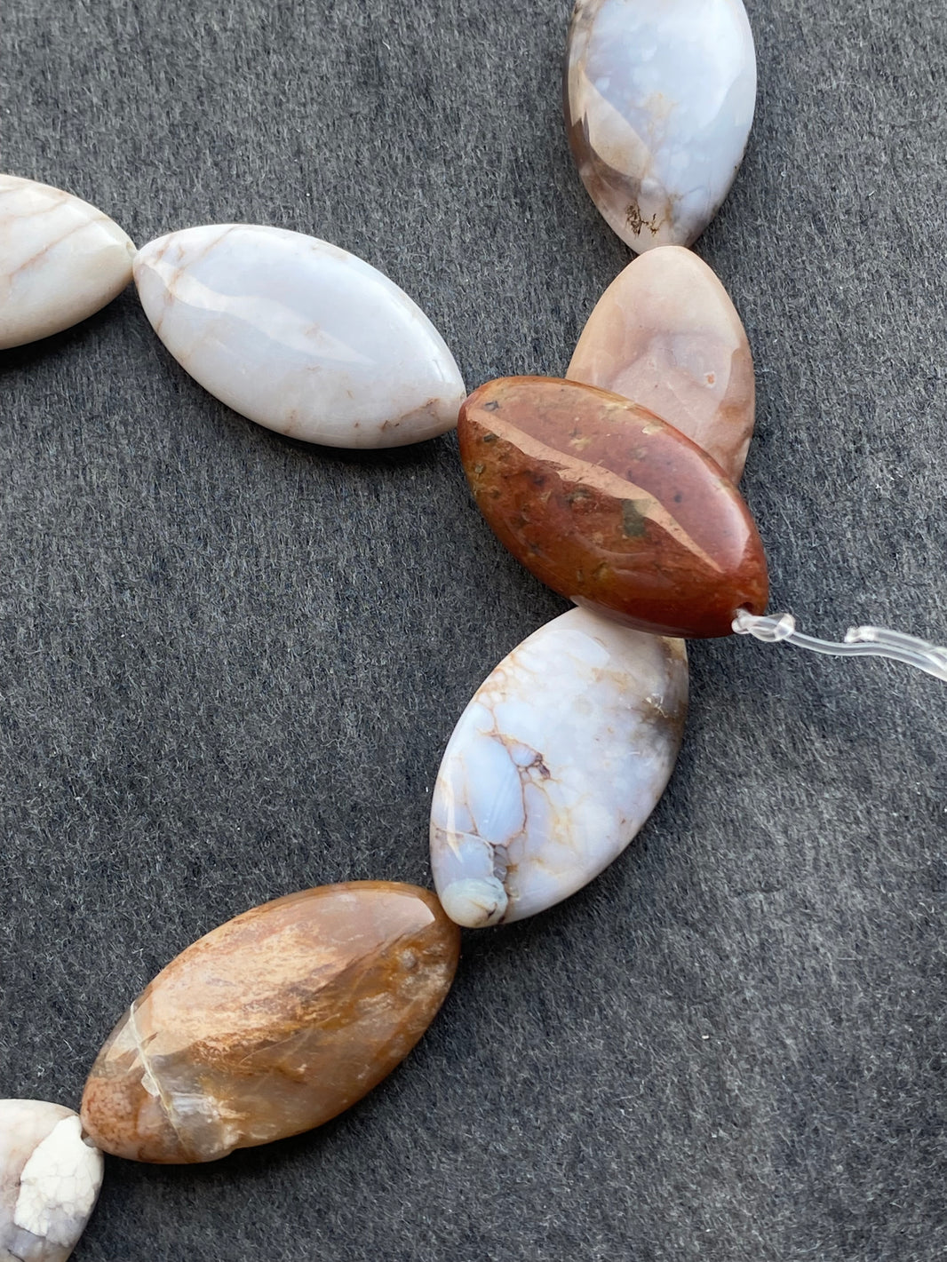 16 - Natural Brown & White Oval Rough Loose Beads