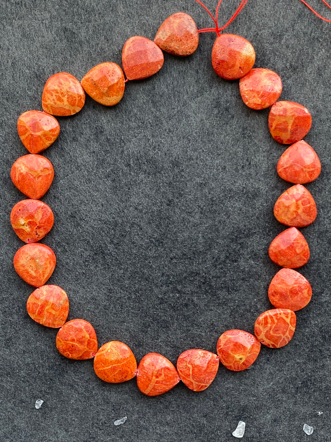 19 - Red Ingot Shaped Natural Stone Loose Beads
