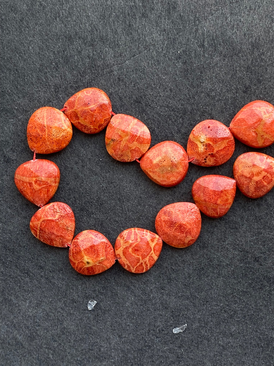 19 - Red Ingot Shaped Natural Stone Loose Beads