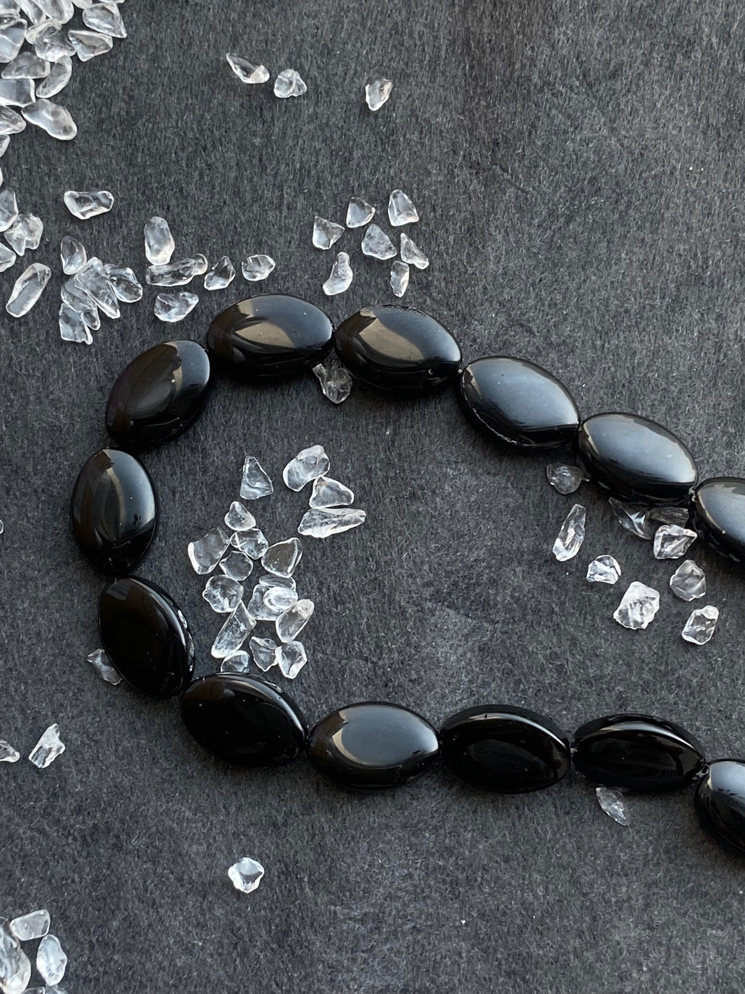 21 - Solid Black Oval Natural Loose Beads