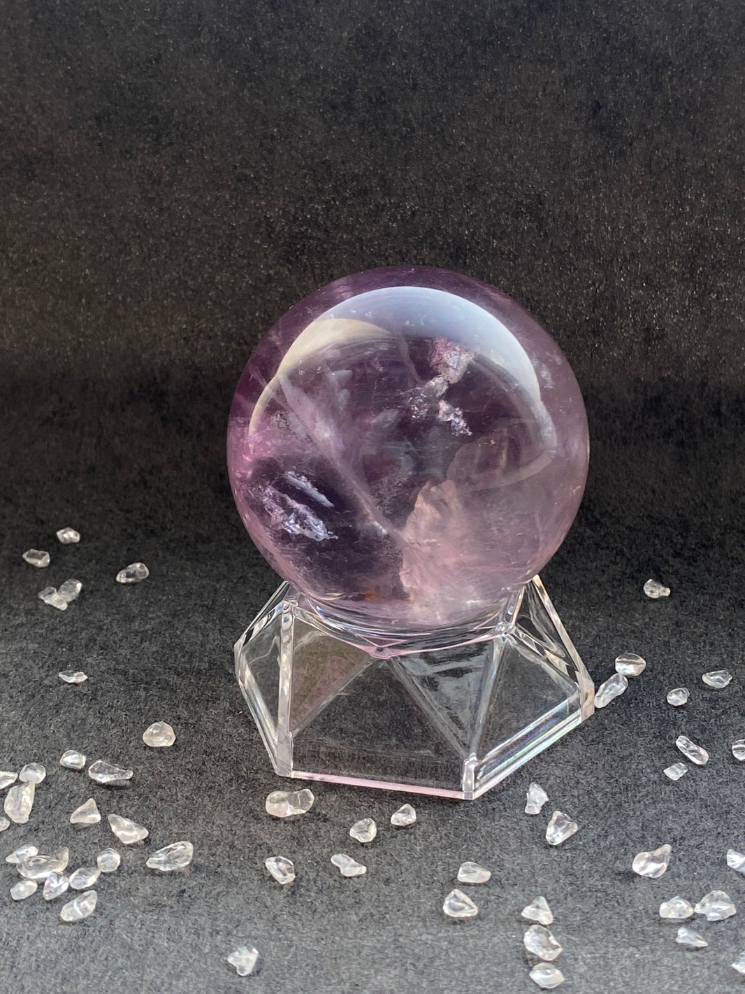 23 - Natural Transparent Amethyst Crystal Sphere 5cm