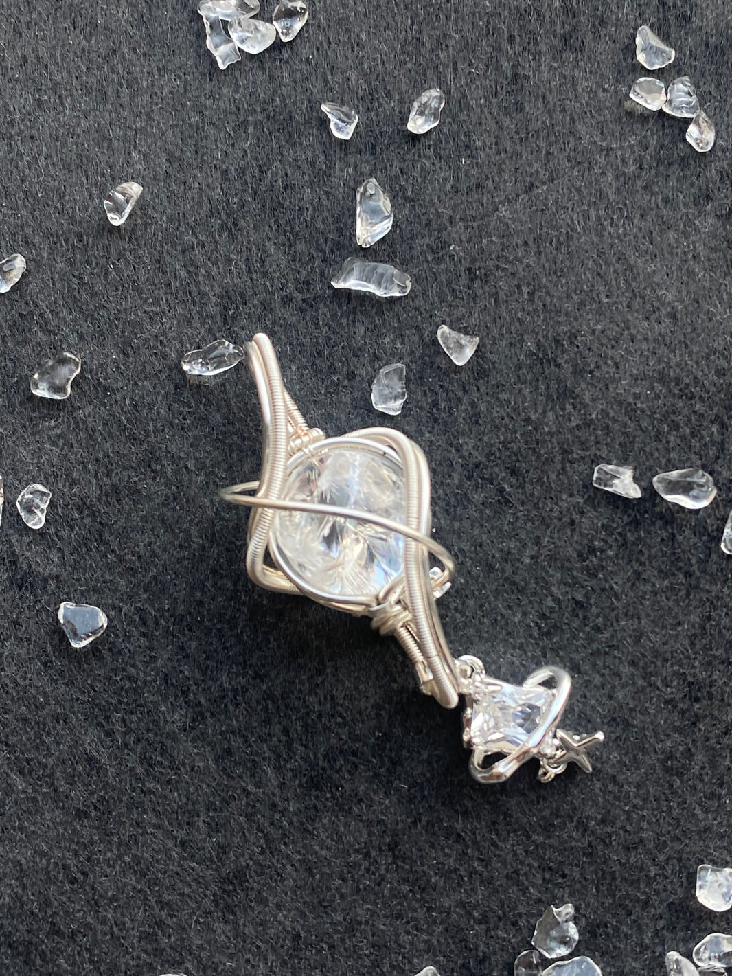 42 -  Star Dangle Natural Crystal Wire Wrapped Pendant