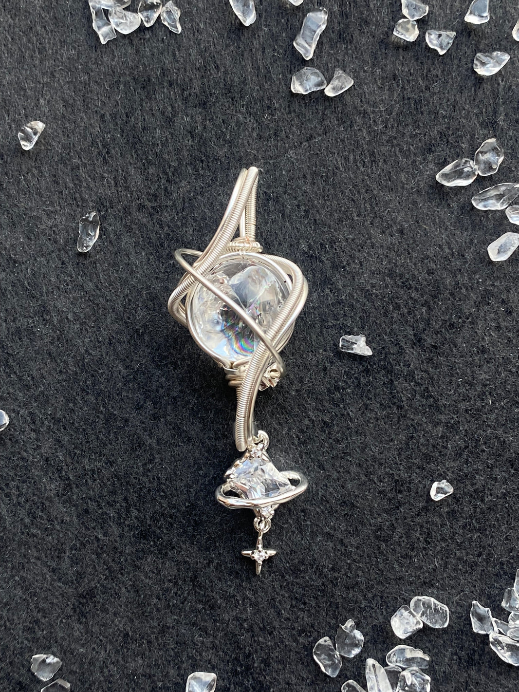 42 -  Star Dangle Natural Crystal Wire Wrapped Pendant
