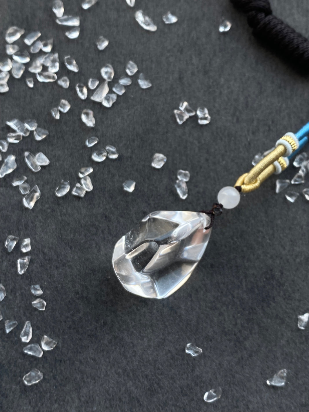 25 - High Clarity Natural White Crystal Faceted Pendant