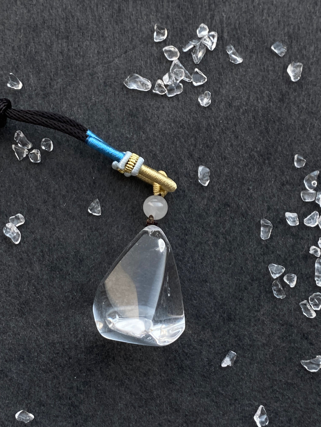 25 - High Clarity Natural White Crystal Faceted Pendant