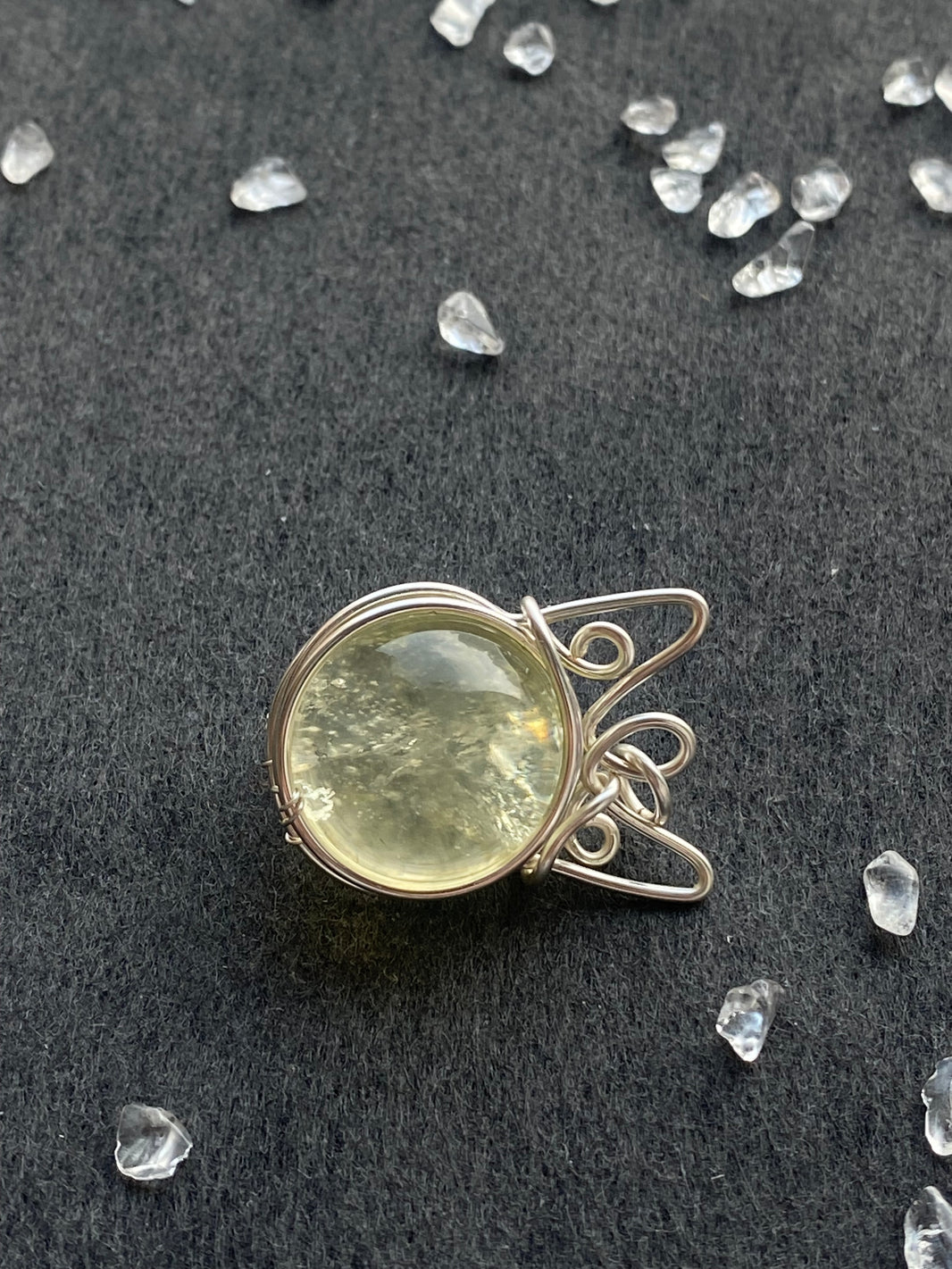 48 - Cute Cat Head Round Crystal Wire Wrapped Pendant